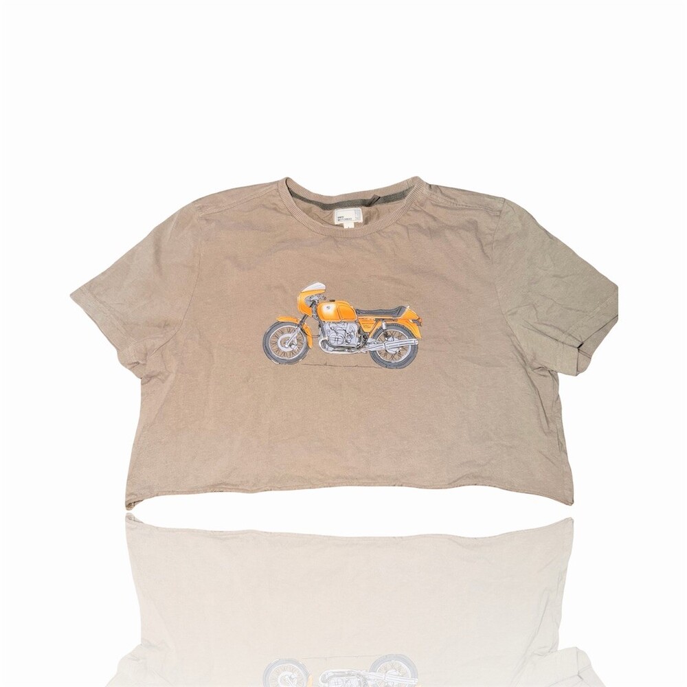 BMW Motorrad cropped  Large Khaki Tan Graphic Print R90S Airhead Tee